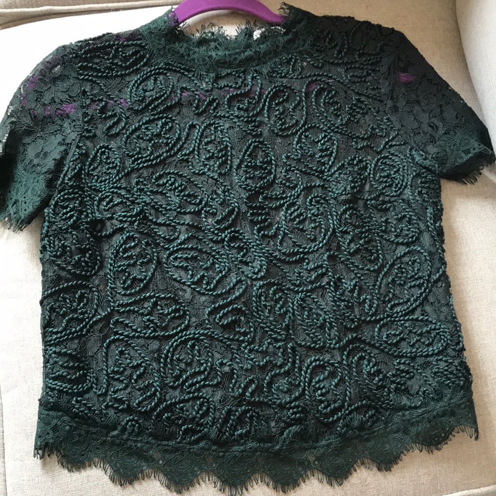 Emerald green lace top
